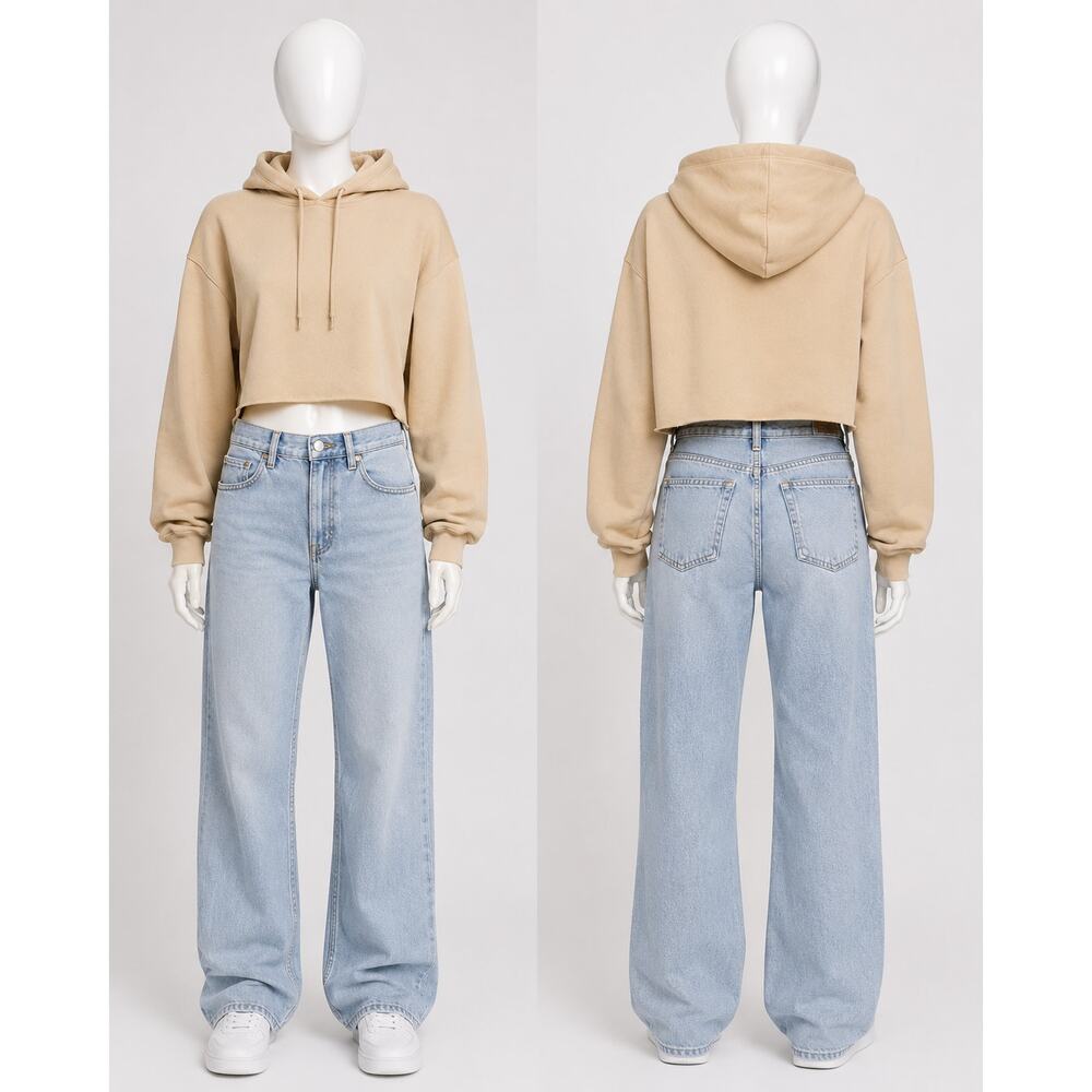 Out From Under Urban Outfitters Cropped Hoodie Beige Cozy Minimalist M oversized